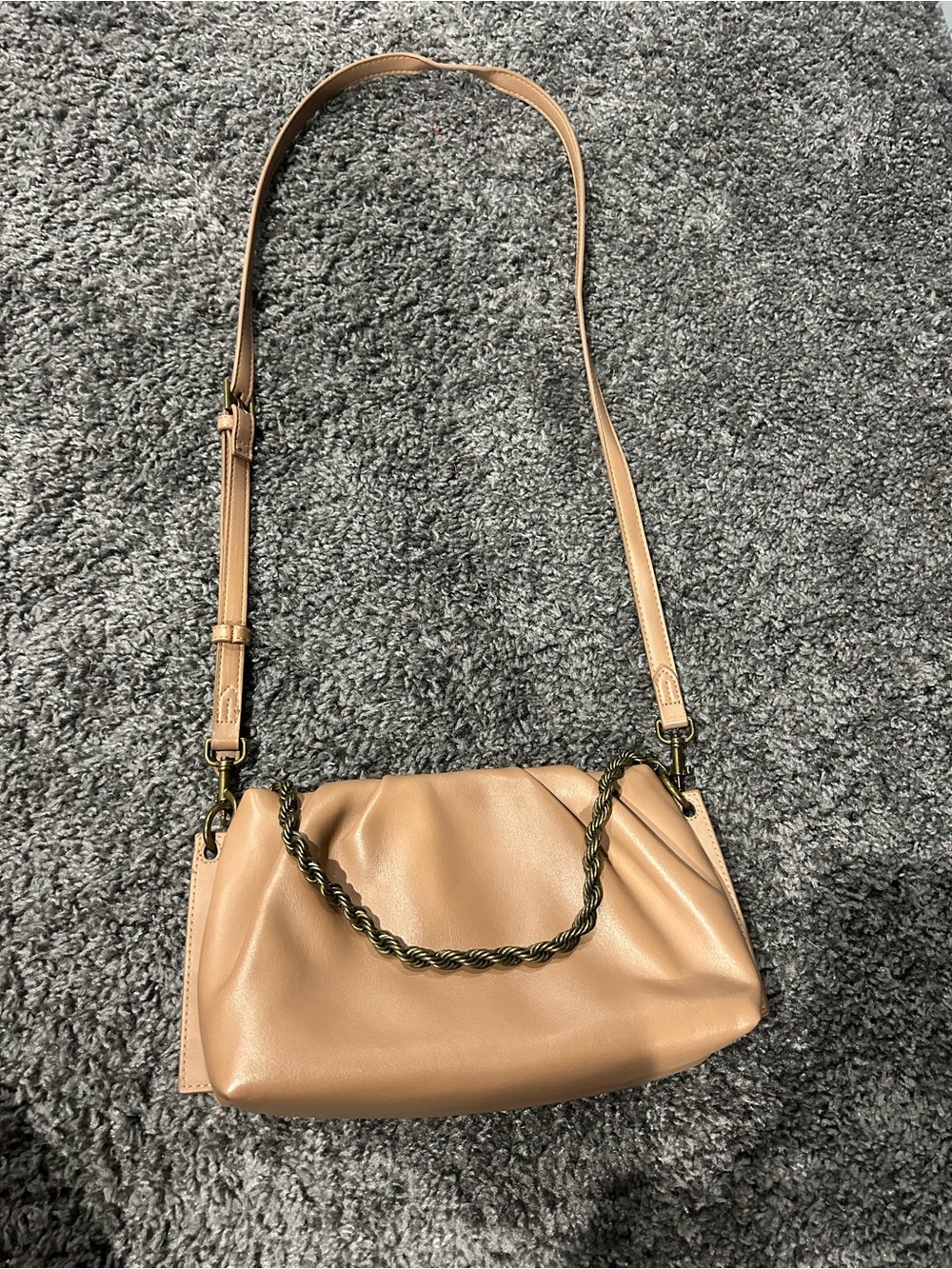 Universal Thread Tan Crossbody Bag with Twisted Chain Accent